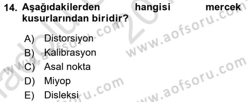 Fotogrametri Dersi Ara Sınavı Deneme Sınav Soruları 14. Soru