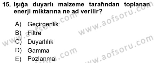 Fotogrametri Dersi Ara Sınavı Deneme Sınav Soruları 15. Soru