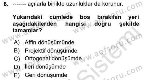 Fotogrametri Dersi Ara Sınavı Deneme Sınav Soruları 6. Soru