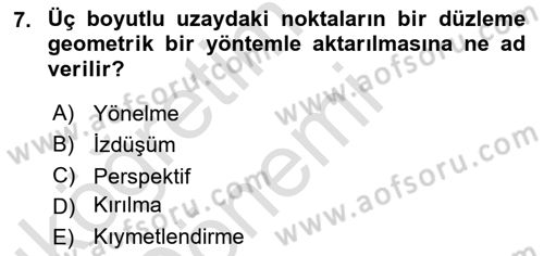 Fotogrametri Dersi 2019 - 2020 Yılı (Vize) Ara Sınav Soruları 7. Soru