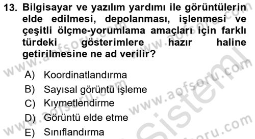 Fotogrametri Dersi 2019 - 2020 Yılı (Final) Dönem Sonu Sınav Soruları 13. Soru