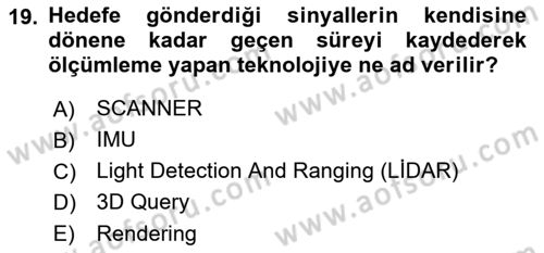 Fotogrametri Dersi 2019 - 2020 Yılı (Final) Dönem Sonu Sınav Soruları 19. Soru