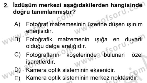 Fotogrametri Dersi 2019 - 2020 Yılı (Final) Dönem Sonu Sınav Soruları 2. Soru