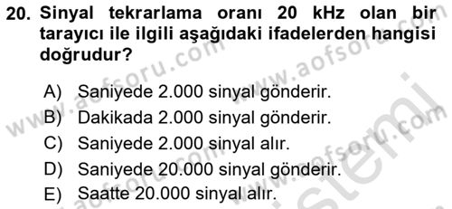 Fotogrametri Dersi 2019 - 2020 Yılı (Final) Dönem Sonu Sınav Soruları 20. Soru