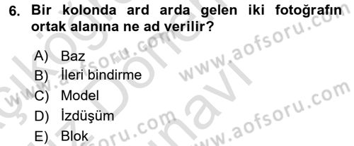 Fotogrametri Dersi 2019 - 2020 Yılı (Final) Dönem Sonu Sınav Soruları 6. Soru