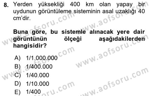 Fotogrametri Dersi 2019 - 2020 Yılı (Final) Dönem Sonu Sınav Soruları 8. Soru