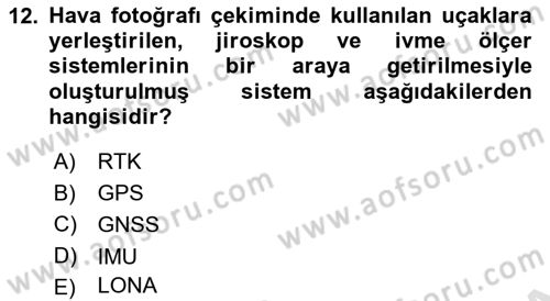 Fotogrametri Dersi 2020 - 2021 Yılı Yaz Okulu Sınav Soruları 12. Soru
