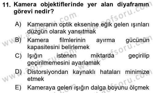 Fotogrametri Dersi 2021 - 2022 Yılı (Vize) Ara Sınav Soruları 11. Soru