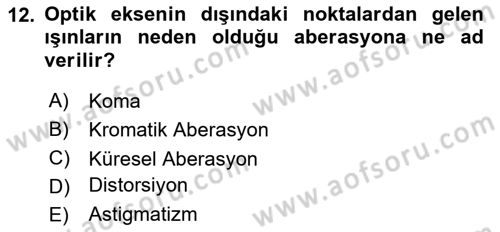 Fotogrametri Dersi 2021 - 2022 Yılı (Vize) Ara Sınav Soruları 12. Soru