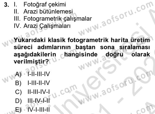 Fotogrametri Dersi 2021 - 2022 Yılı (Vize) Ara Sınav Soruları 3. Soru
