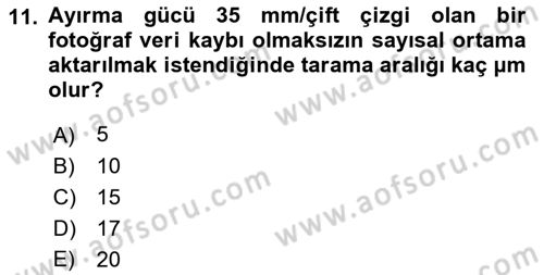 Fotogrametri Dersi 2021 - 2022 Yılı (Final) Dönem Sonu Sınav Soruları 11. Soru