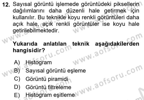 Fotogrametri Dersi 2021 - 2022 Yılı (Final) Dönem Sonu Sınav Soruları 12. Soru
