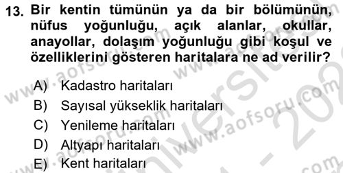 Fotogrametri Dersi 2021 - 2022 Yılı (Final) Dönem Sonu Sınav Soruları 13. Soru