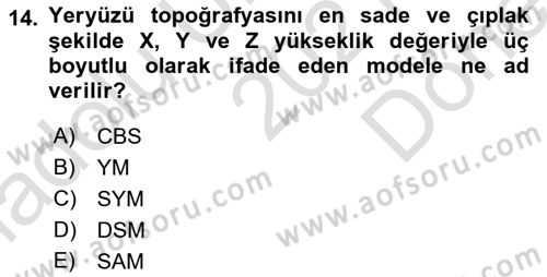 Fotogrametri Dersi 2021 - 2022 Yılı (Final) Dönem Sonu Sınav Soruları 14. Soru