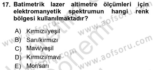Fotogrametri Dersi 2021 - 2022 Yılı (Final) Dönem Sonu Sınav Soruları 17. Soru