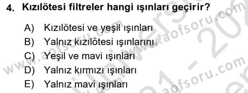 Fotogrametri Dersi 2021 - 2022 Yılı (Final) Dönem Sonu Sınav Soruları 4. Soru