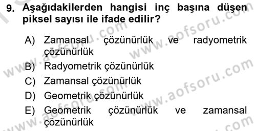 Fotogrametri Dersi 2021 - 2022 Yılı (Final) Dönem Sonu Sınav Soruları 9. Soru