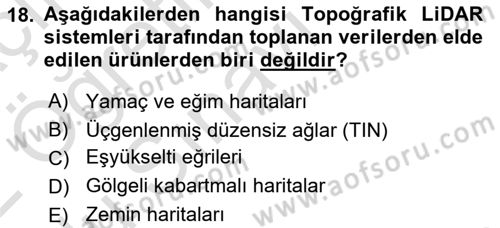 Fotogrametri Dersi 2021 - 2022 Yılı Yaz Okulu Sınav Soruları 18. Soru