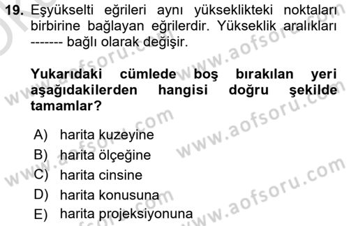 Fotogrametri Dersi 2021 - 2022 Yılı Yaz Okulu Sınav Soruları 19. Soru