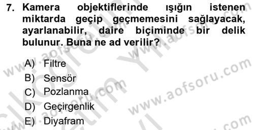 Fotogrametri Dersi 2021 - 2022 Yılı Yaz Okulu Sınav Soruları 7. Soru