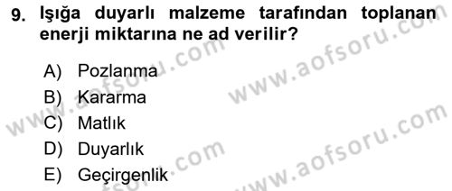 Fotogrametri Dersi 2021 - 2022 Yılı Yaz Okulu Sınav Soruları 9. Soru