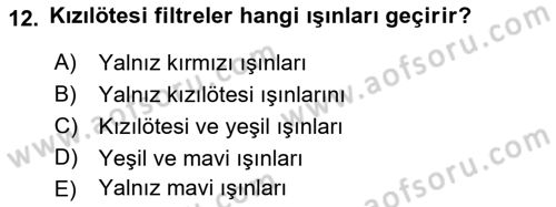 Fotogrametri Dersi 2022 - 2023 Yılı (Vize) Ara Sınav Soruları 12. Soru