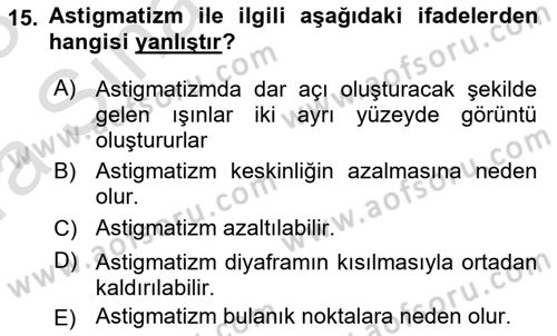 Fotogrametri Dersi 2022 - 2023 Yılı (Vize) Ara Sınav Soruları 15. Soru