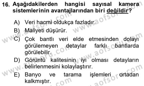 Fotogrametri Dersi 2022 - 2023 Yılı (Vize) Ara Sınav Soruları 16. Soru