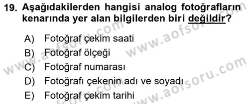 Fotogrametri Dersi 2022 - 2023 Yılı (Vize) Ara Sınav Soruları 19. Soru