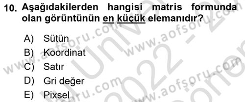Fotogrametri Dersi 2022 - 2023 Yılı (Final) Dönem Sonu Sınav Soruları 10. Soru