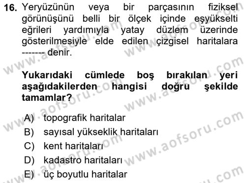 Fotogrametri Dersi 2022 - 2023 Yılı (Final) Dönem Sonu Sınav Soruları 16. Soru