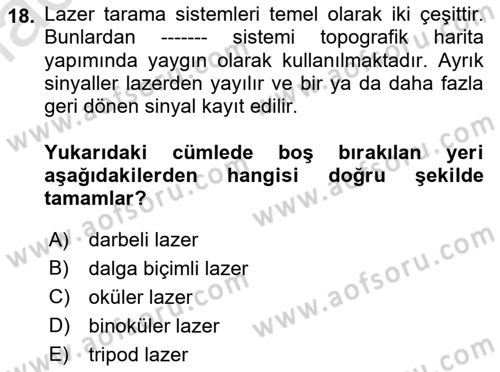 Fotogrametri Dersi 2022 - 2023 Yılı (Final) Dönem Sonu Sınav Soruları 18. Soru