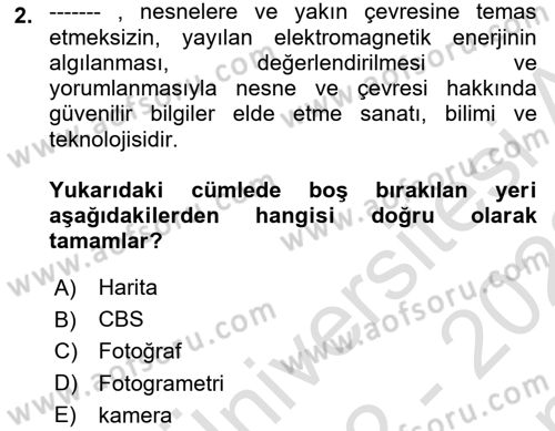 Fotogrametri Dersi 2022 - 2023 Yılı (Final) Dönem Sonu Sınav Soruları 2. Soru