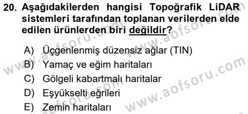 Fotogrametri Dersi 2022 - 2023 Yılı (Final) Dönem Sonu Sınav Soruları 20. Soru