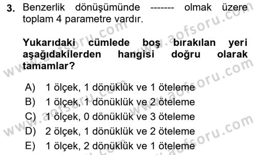 Fotogrametri Dersi 2022 - 2023 Yılı (Final) Dönem Sonu Sınav Soruları 3. Soru