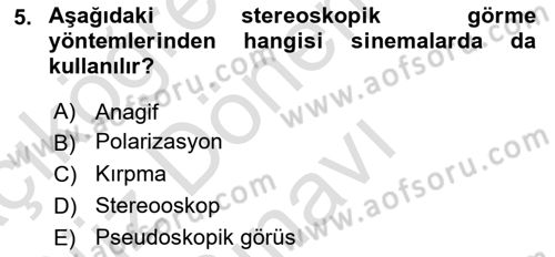 Fotogrametri Dersi 2022 - 2023 Yılı (Final) Dönem Sonu Sınav Soruları 5. Soru