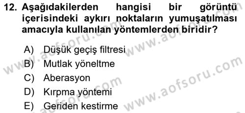 Fotogrametri Dersi 2022 - 2023 Yılı Yaz Okulu Sınav Soruları 12. Soru