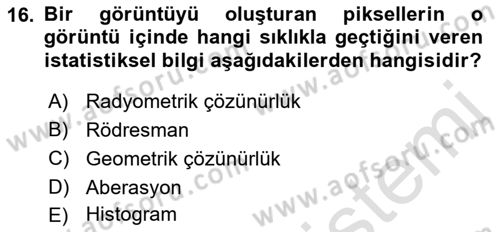 Fotogrametri Dersi 2022 - 2023 Yılı Yaz Okulu Sınav Soruları 16. Soru