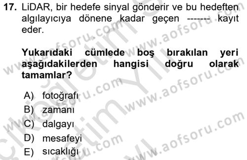 Fotogrametri Dersi 2022 - 2023 Yılı Yaz Okulu Sınav Soruları 17. Soru