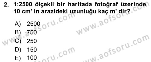 Fotogrametri Dersi 2022 - 2023 Yılı Yaz Okulu Sınav Soruları 2. Soru