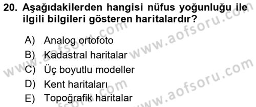 Fotogrametri Dersi 2022 - 2023 Yılı Yaz Okulu Sınav Soruları 20. Soru