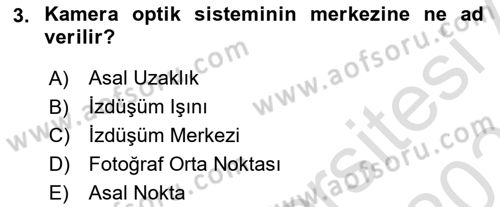 Fotogrametri Dersi 2022 - 2023 Yılı Yaz Okulu Sınav Soruları 3. Soru
