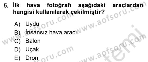 Fotogrametri Dersi 2023 - 2024 Yılı (Vize) Ara Sınav Soruları 5. Soru