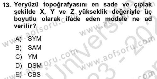 Fotogrametri Dersi 2023 - 2024 Yılı (Final) Dönem Sonu Sınav Soruları 13. Soru