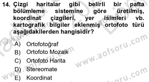 Fotogrametri Dersi 2023 - 2024 Yılı (Final) Dönem Sonu Sınav Soruları 14. Soru