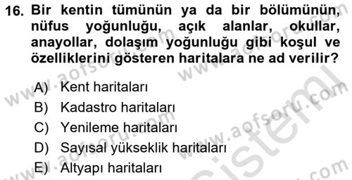 Fotogrametri Dersi 2023 - 2024 Yılı (Final) Dönem Sonu Sınav Soruları 16. Soru