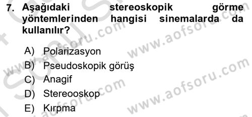Fotogrametri Dersi 2023 - 2024 Yılı (Final) Dönem Sonu Sınav Soruları 7. Soru