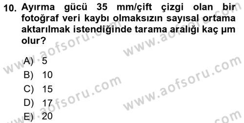 Fotogrametri Dersi 2023 - 2024 Yılı Yaz Okulu Sınav Soruları 10. Soru