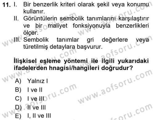 Fotogrametri Dersi 2023 - 2024 Yılı Yaz Okulu Sınav Soruları 11. Soru