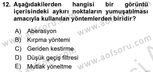 Fotogrametri Dersi 2023 - 2024 Yılı Yaz Okulu Sınav Soruları 12. Soru